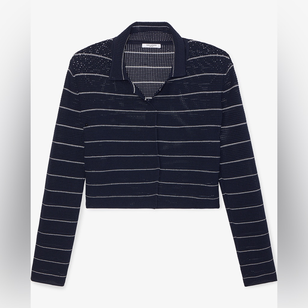 M.M.Lafleur The Jolie Lapel Cardigan Jacket In Navy And White Stripe Size Small